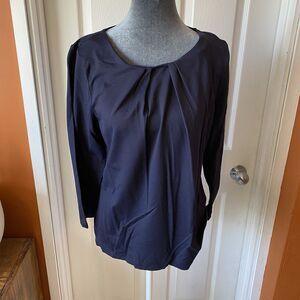 Talbots Top Women’s Size Medium Stretch Round Neck Pleated Black Athletic